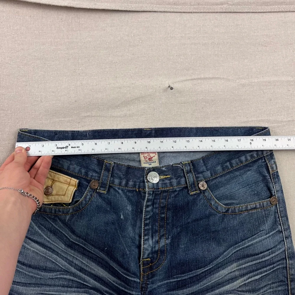 True Religion Billy Super T Jeans Mens 38 Blue Dark‎ Wash Corduroy Flap Pockets